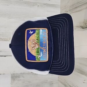 Journeyman Co. Trucker navy blue white mesh baseball Hat cap embroidered patch